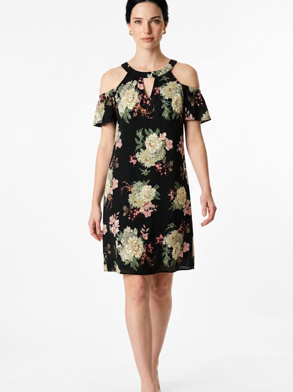 BLUE RAIN | FRANCESCA’S Floral Cold Shoulder Dress